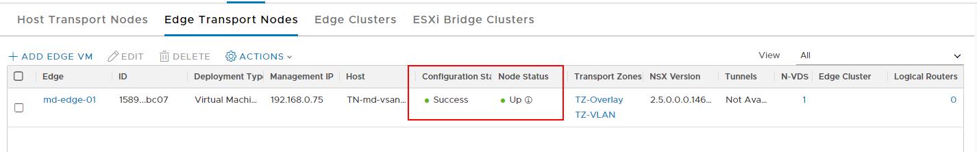 NSX-T Edge Node Status