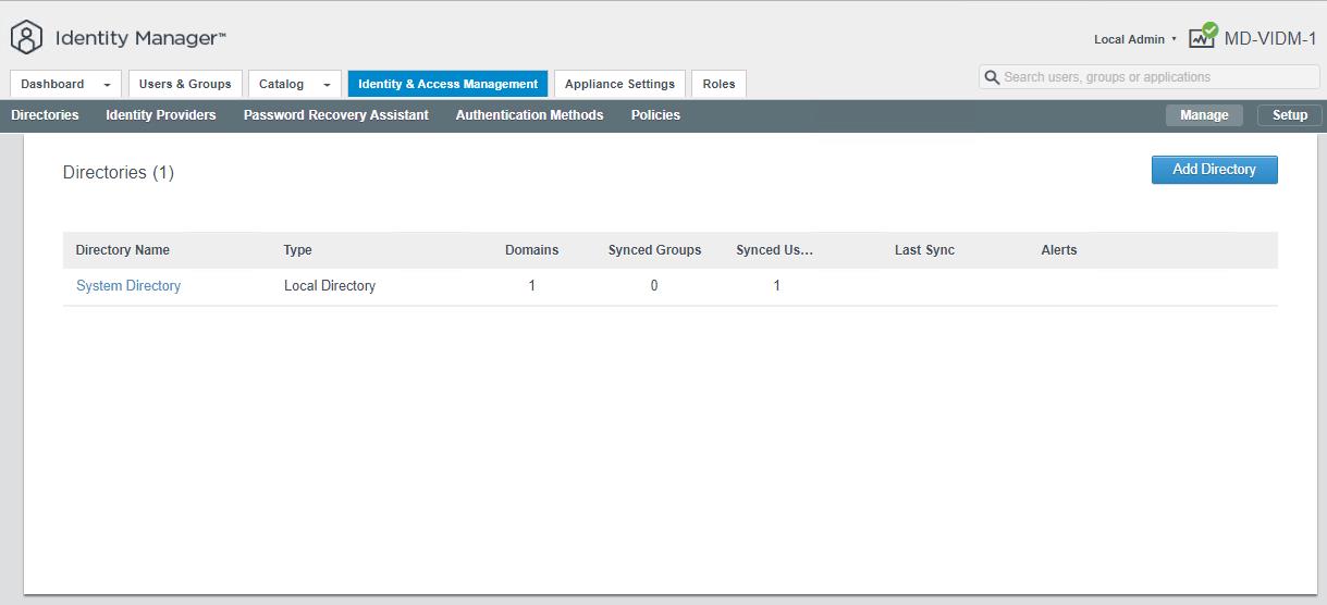 VMware Identity Manager Dashboard