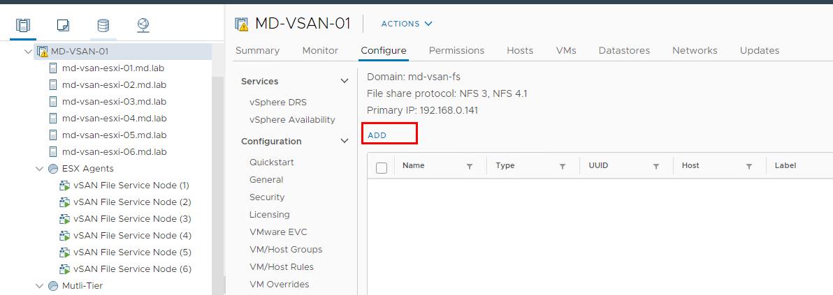 Add vSAN File Share