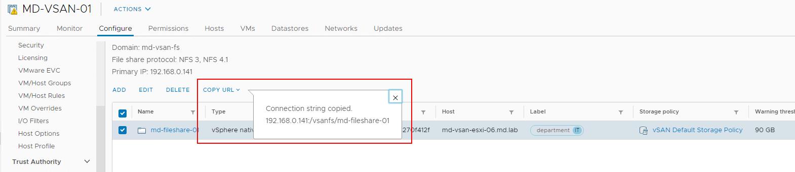 vSAN File Share NFS 4.1 file share