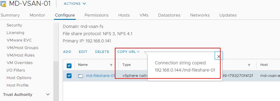 vSAN File Share - NFS 3