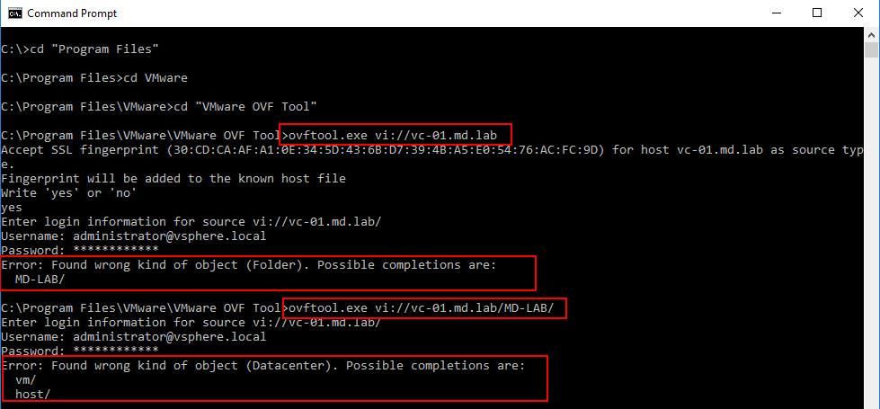 Get VM path details using OVF Tool