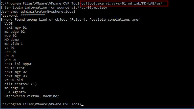 Get VM path details using OVF Tool