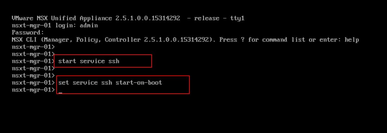 Enable SSH in NSX-T Manager