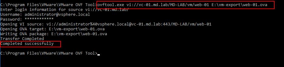 Export VM as OVA using OVF Tool