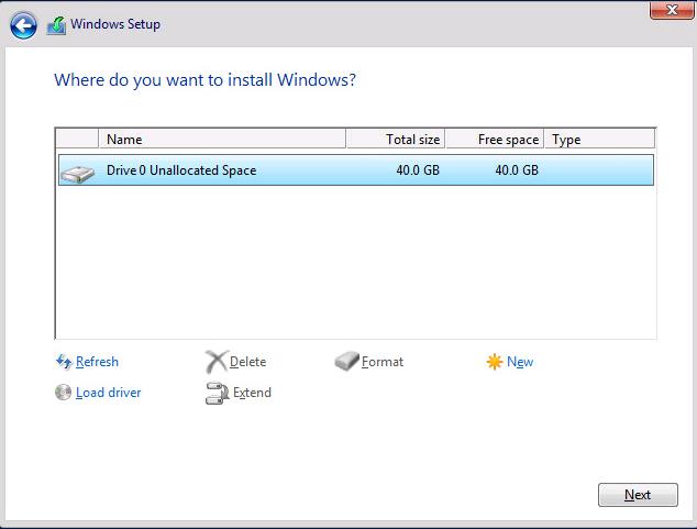 Install Windows Server 2016
