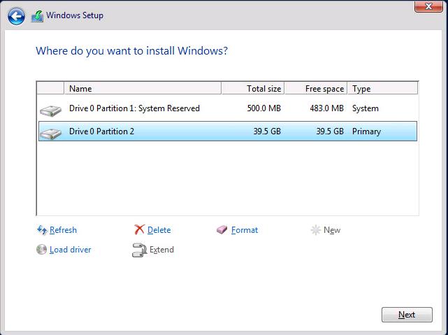 Install Windows Server 2016