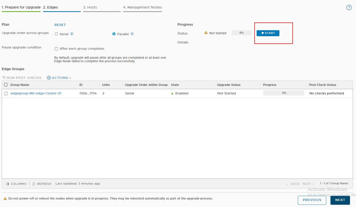 Upgrade NSX-T Edge cluster