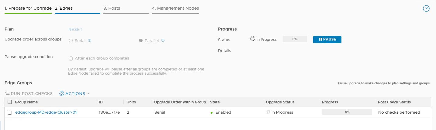 Upgrade NSX-T edge clusters