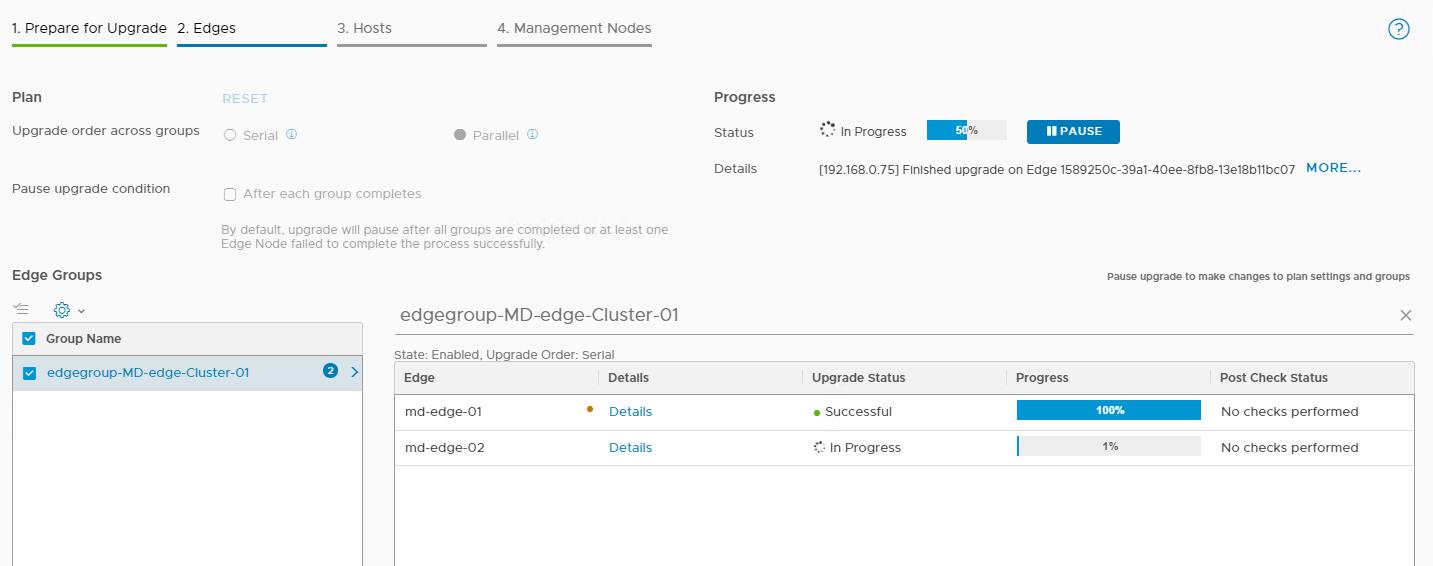 Upgrade NSX-T edge clusters