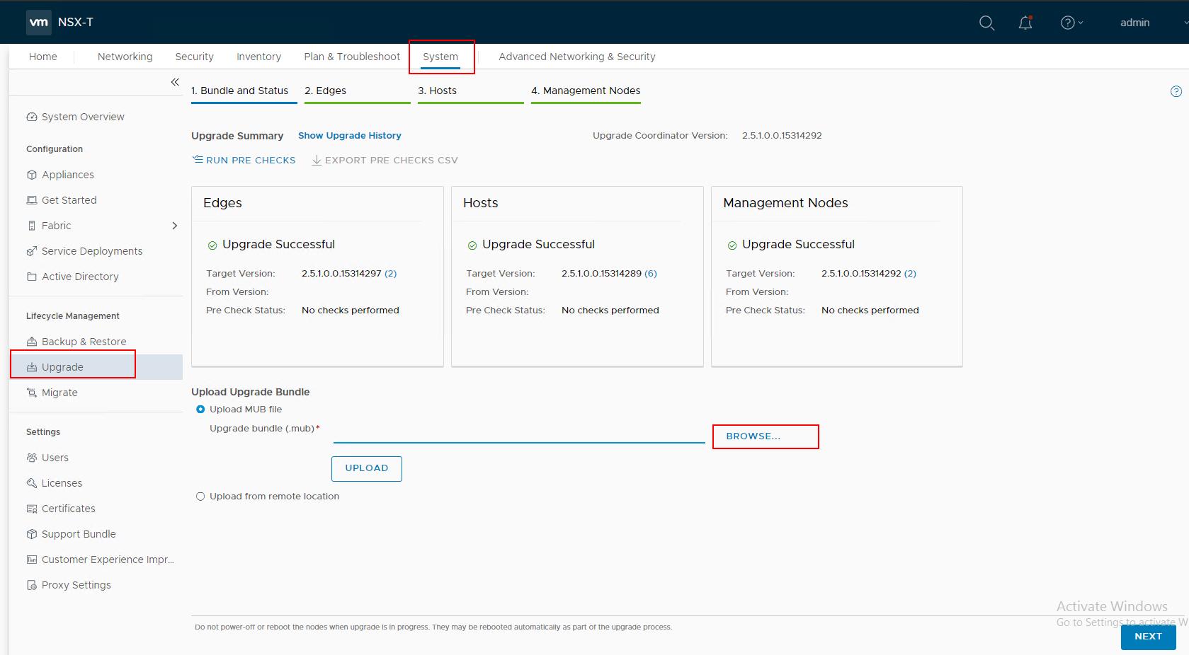 Upgrade NSX-T