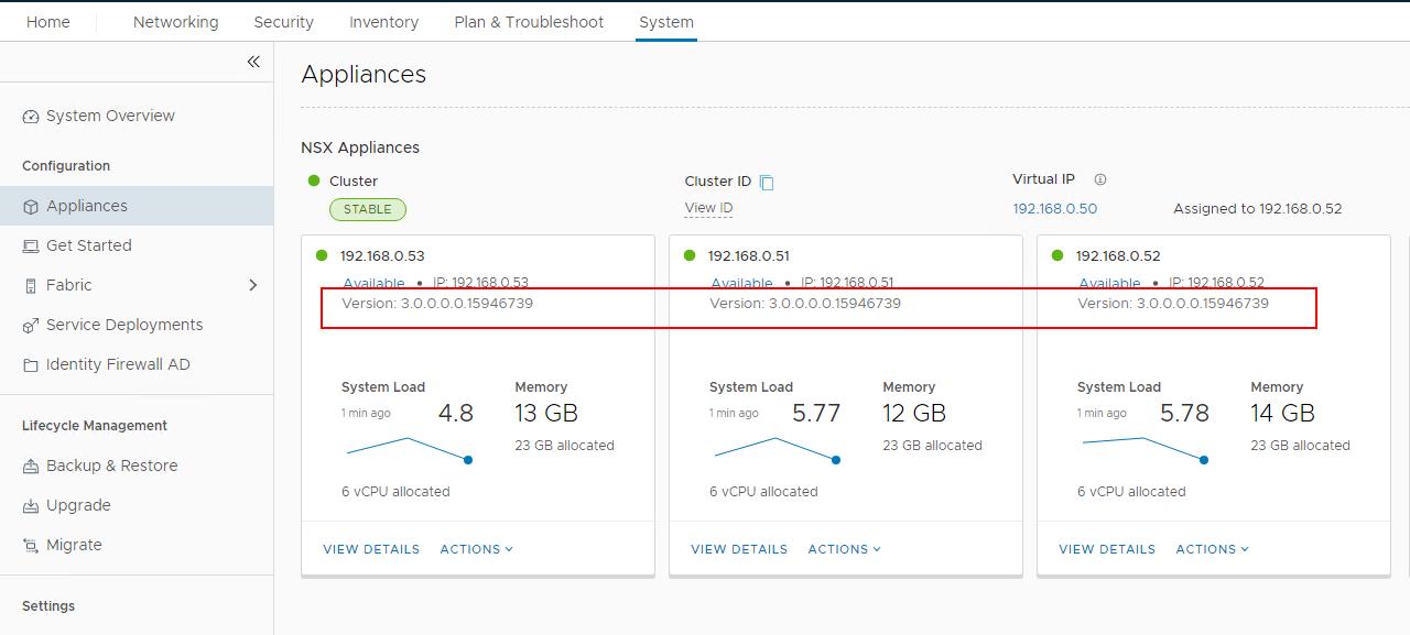  NSX-T 3.0 Manager appiances