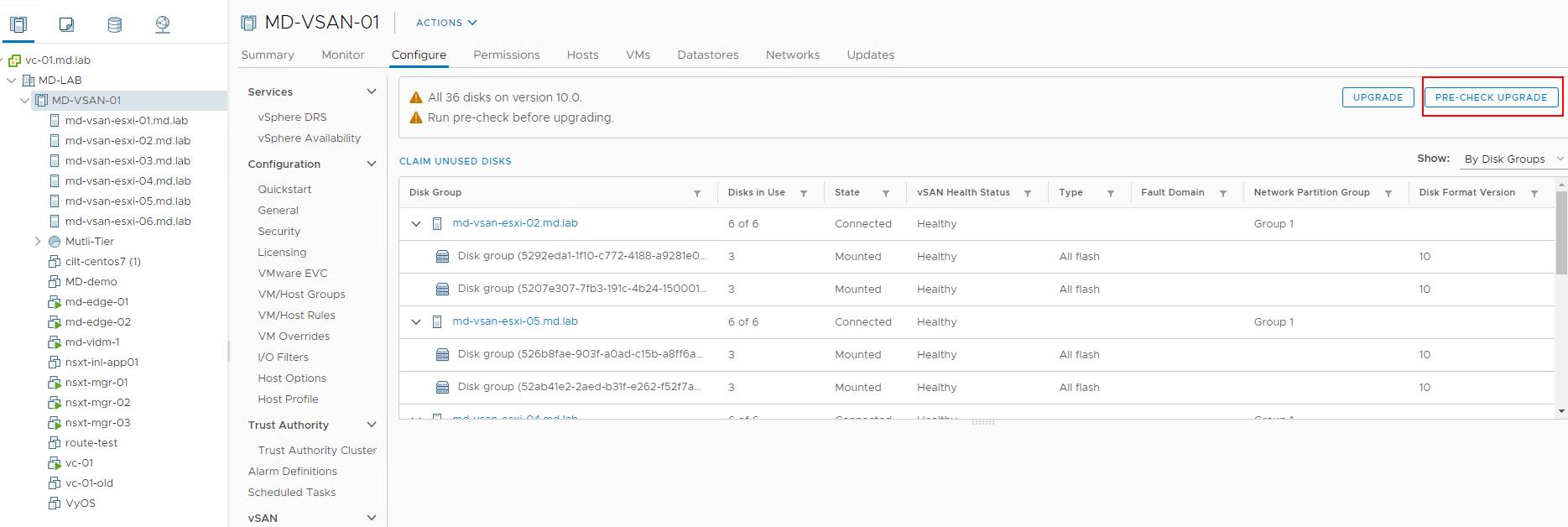 Upgrade vSAN 6.7 to vSAN 7.0 - Precheck Upgrade