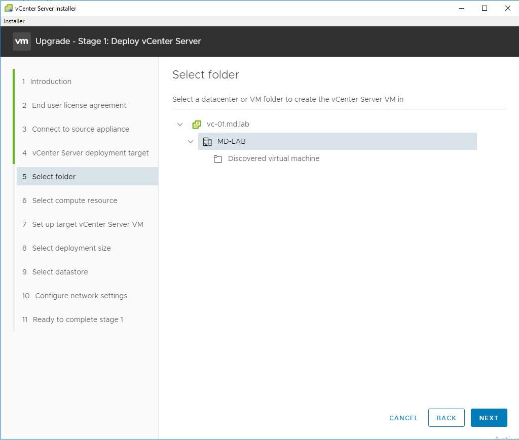 Upgrade vCenter 6.7 to vCenter 7.0