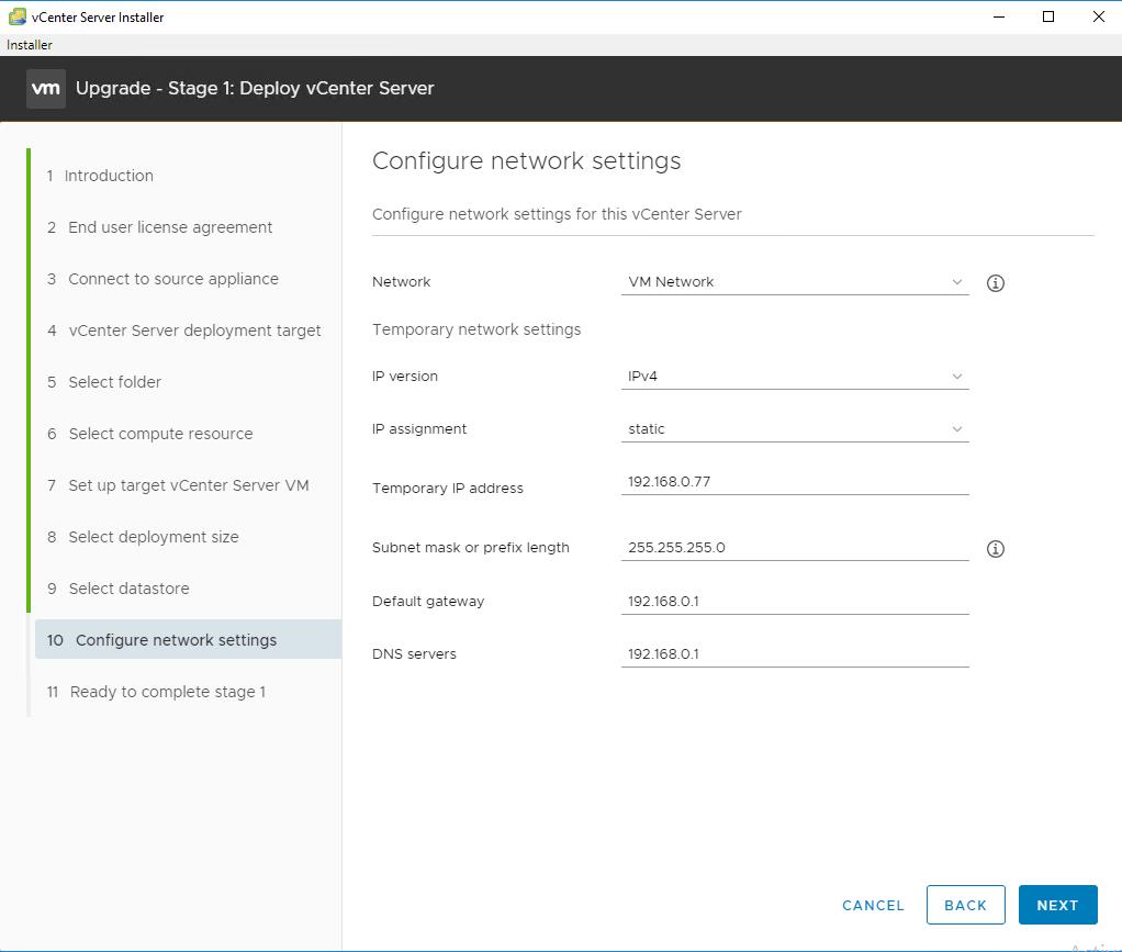 Upgrade vCenter 6.7 to vCenter 7.0