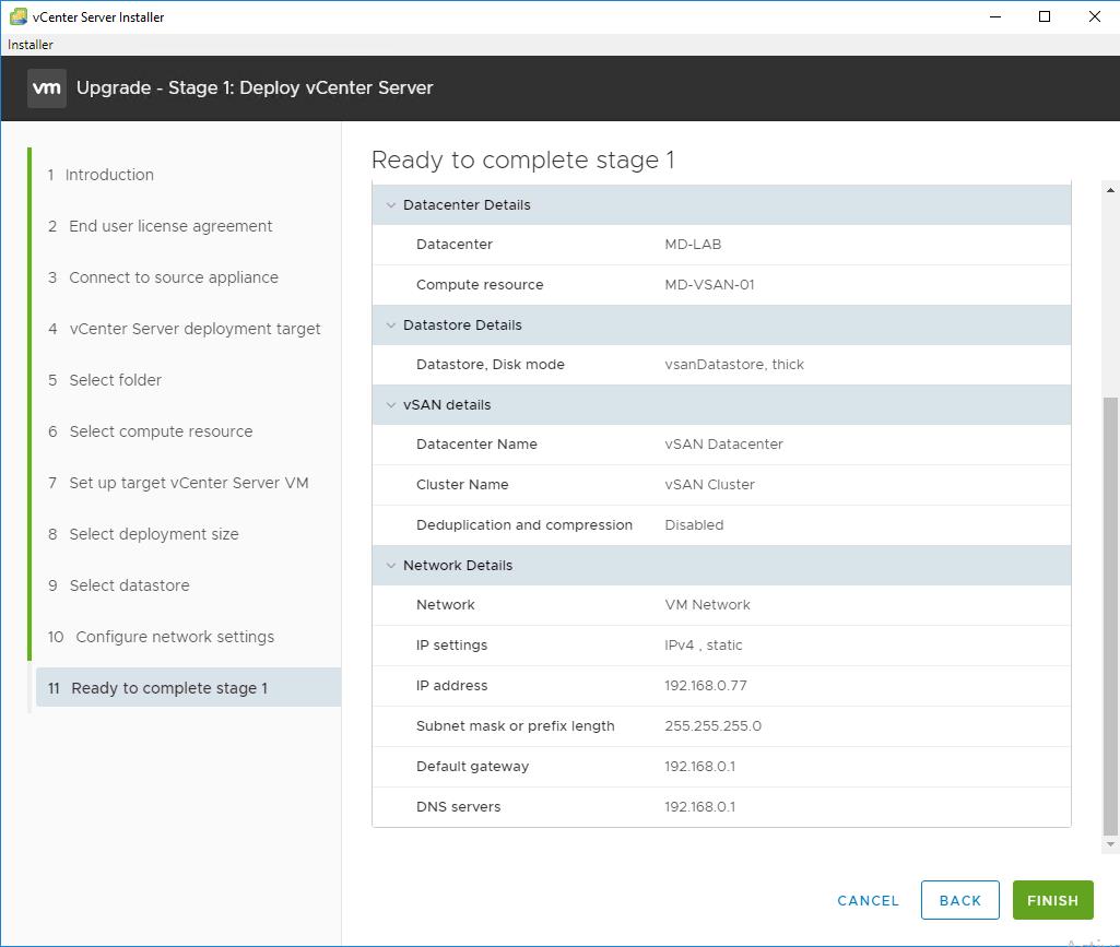 Upgrade vCenter 6.7 to vCenter 7.0