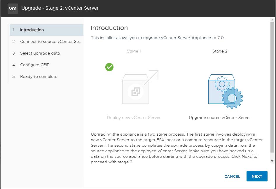 Upgrade vCenter 6.7 to vCenter 7.0