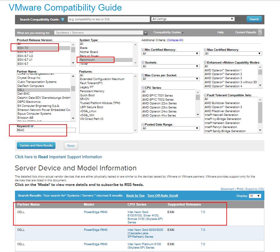 vSphere 7 Hardware Compatibility