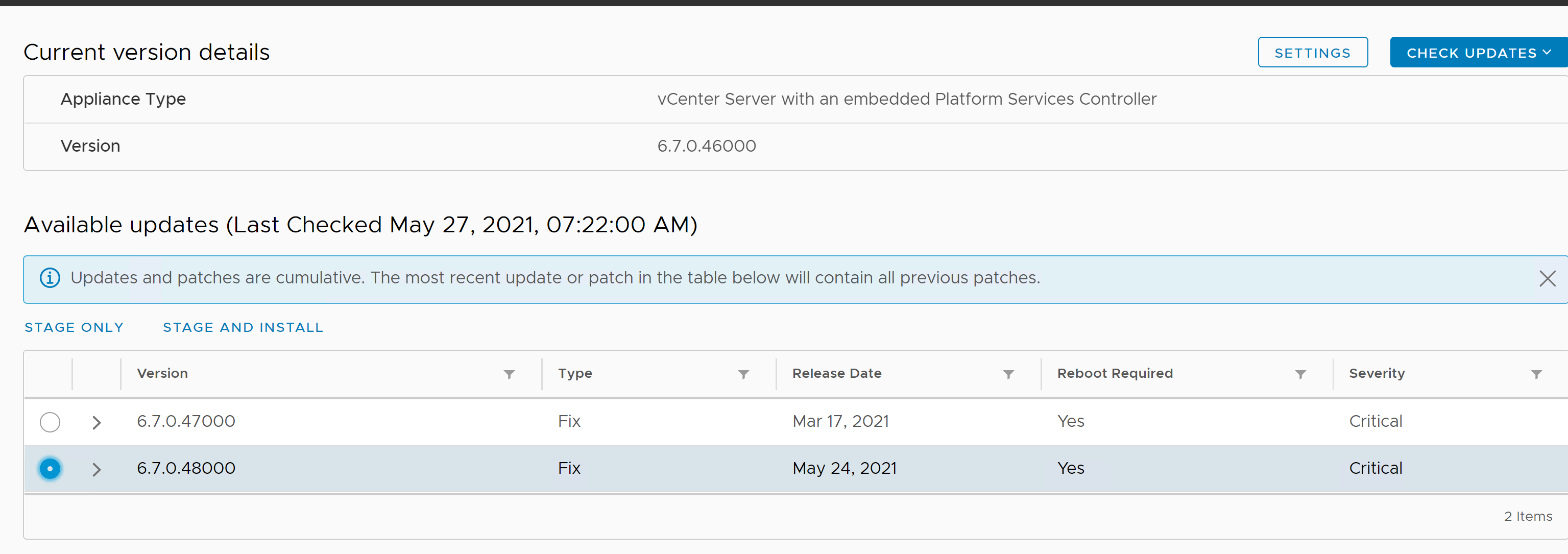 Update Vcenter patches