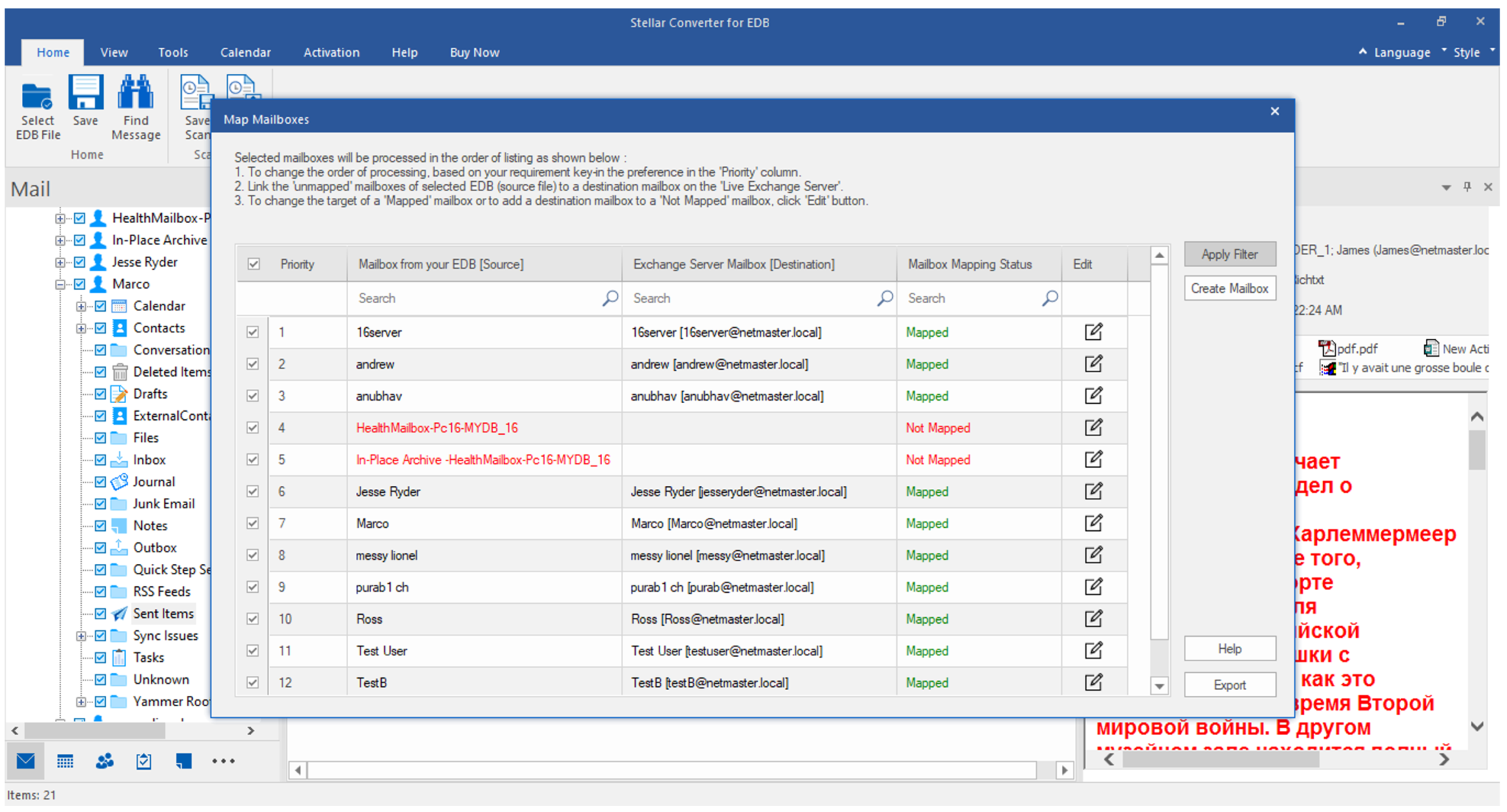 Stellar Converter for EDB - Export Mailboxes