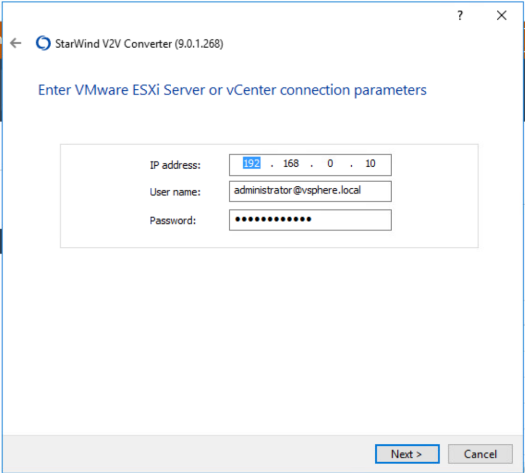 Starwind V2V Converter-Connection Parameters