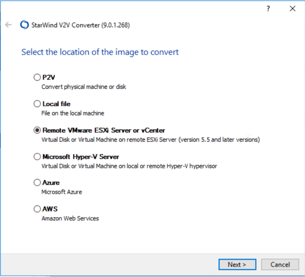 Starwind V2V Converter options