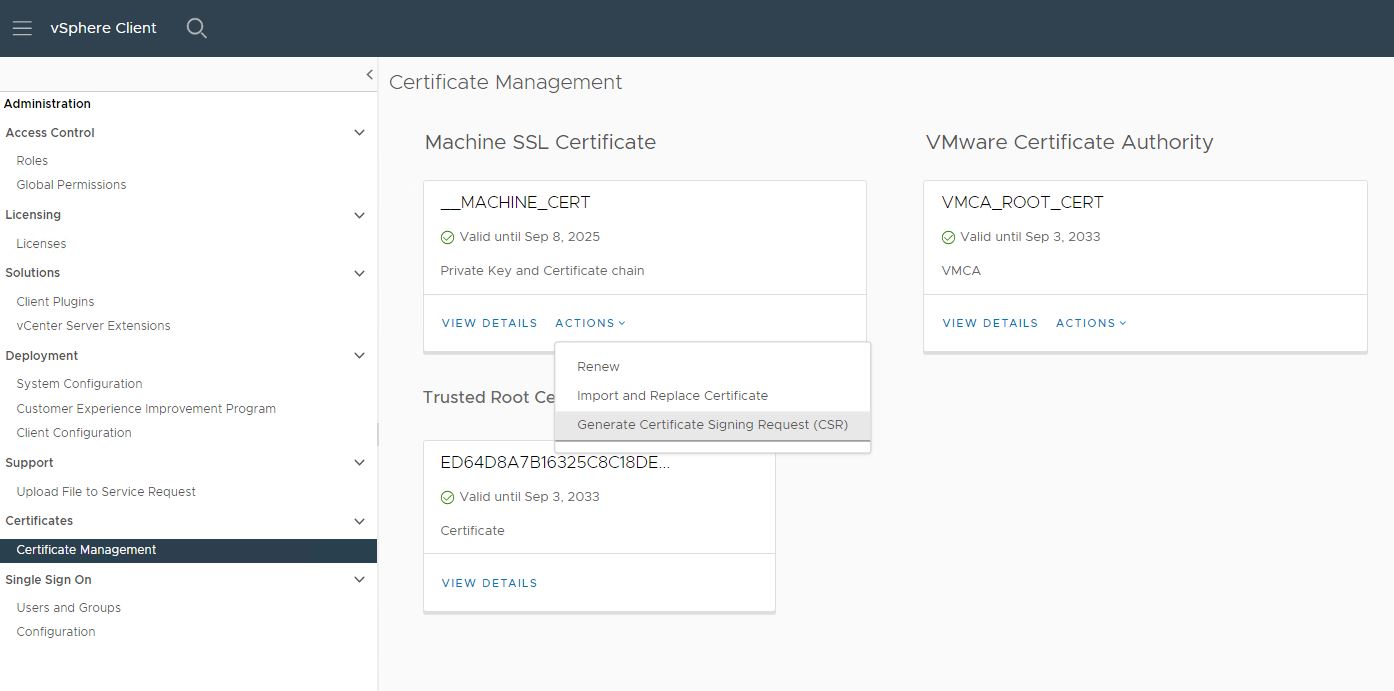 Vcenter Certificate Replacement