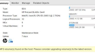 Deprecated VMFS Volumes found on host in ESXi 6.0