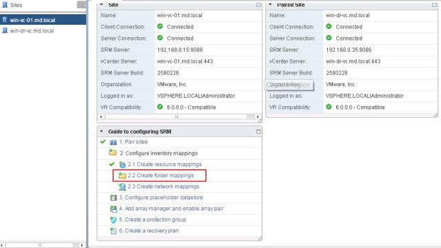 VMware Site Recovery Manager (SRM 6.0) Part 7 – Configuring SRM Folder Mapping