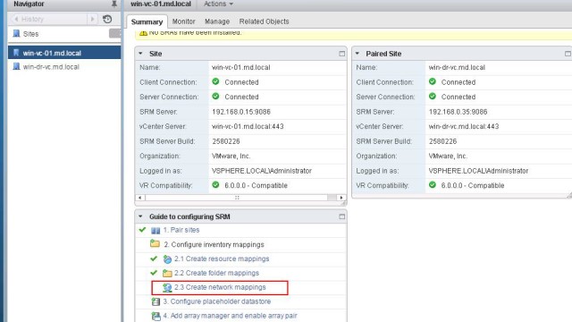 VMware Site Recovery Manager (SRM 6.0) Part 8 – Configuring SRM Network Mapping
