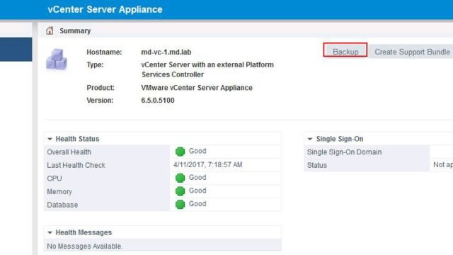 Backup And Restore VCSA 6