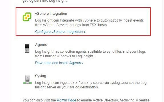 vSphere Integration with vRealize Log Insight