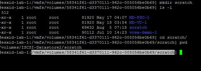 configure Scratch partition in VMware ESXi