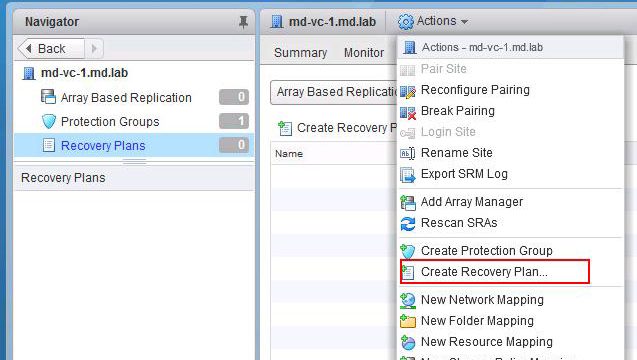 Create vSphere Replication based Recovery Plan in VMware SRM
