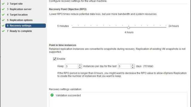 vSphere Replication Point-in-time snapshot