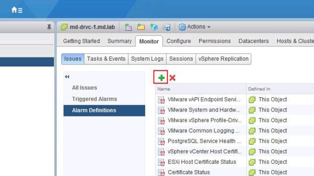Monitor vSphere Replication with vCenter Alarms