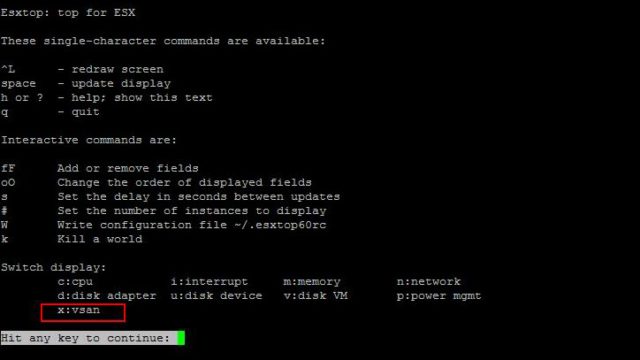 Monitor VSAN performance using esxtop