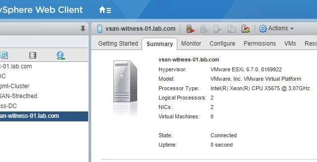 Configuring Virtual SAN Witness Appliance