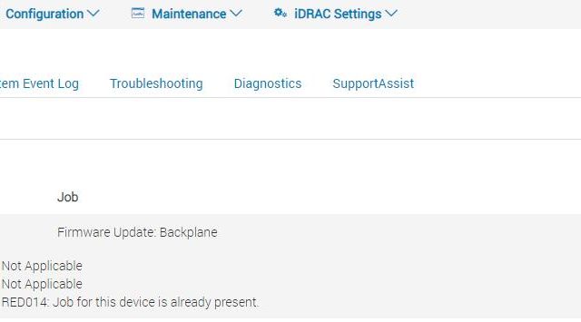 DELL firmware upgrade-RED014 Job for this device is already present
