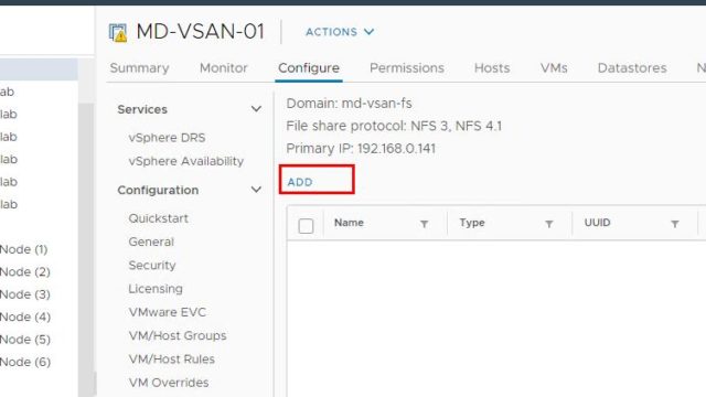 Create a vSAN File Share in vSAN File Service - VMware vSAN 7.0